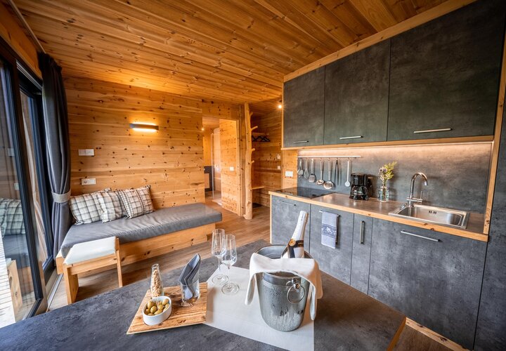 Küche in Holzlodge
